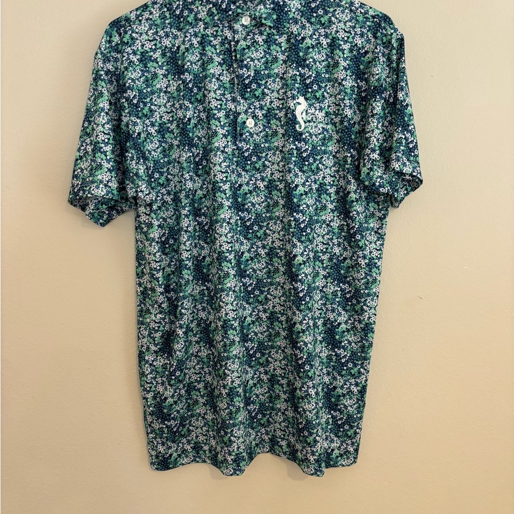 Praia D’el Rey Portugal Men's Green Floral FootJoy Polo Shirt NWOT